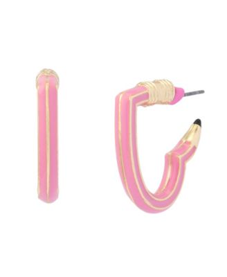Pink Best In Class Heart Pencil Huggie Earrings
