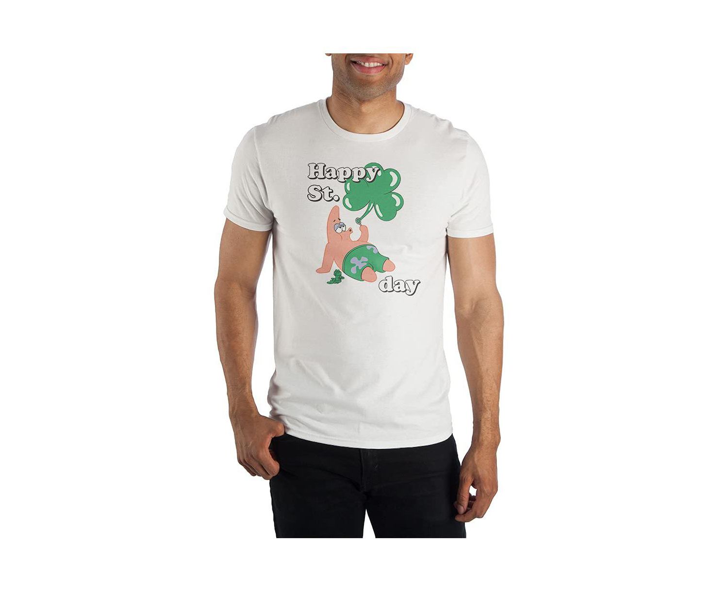 Men's St. Patricks Day Patrick Star White Graphic Tee - L