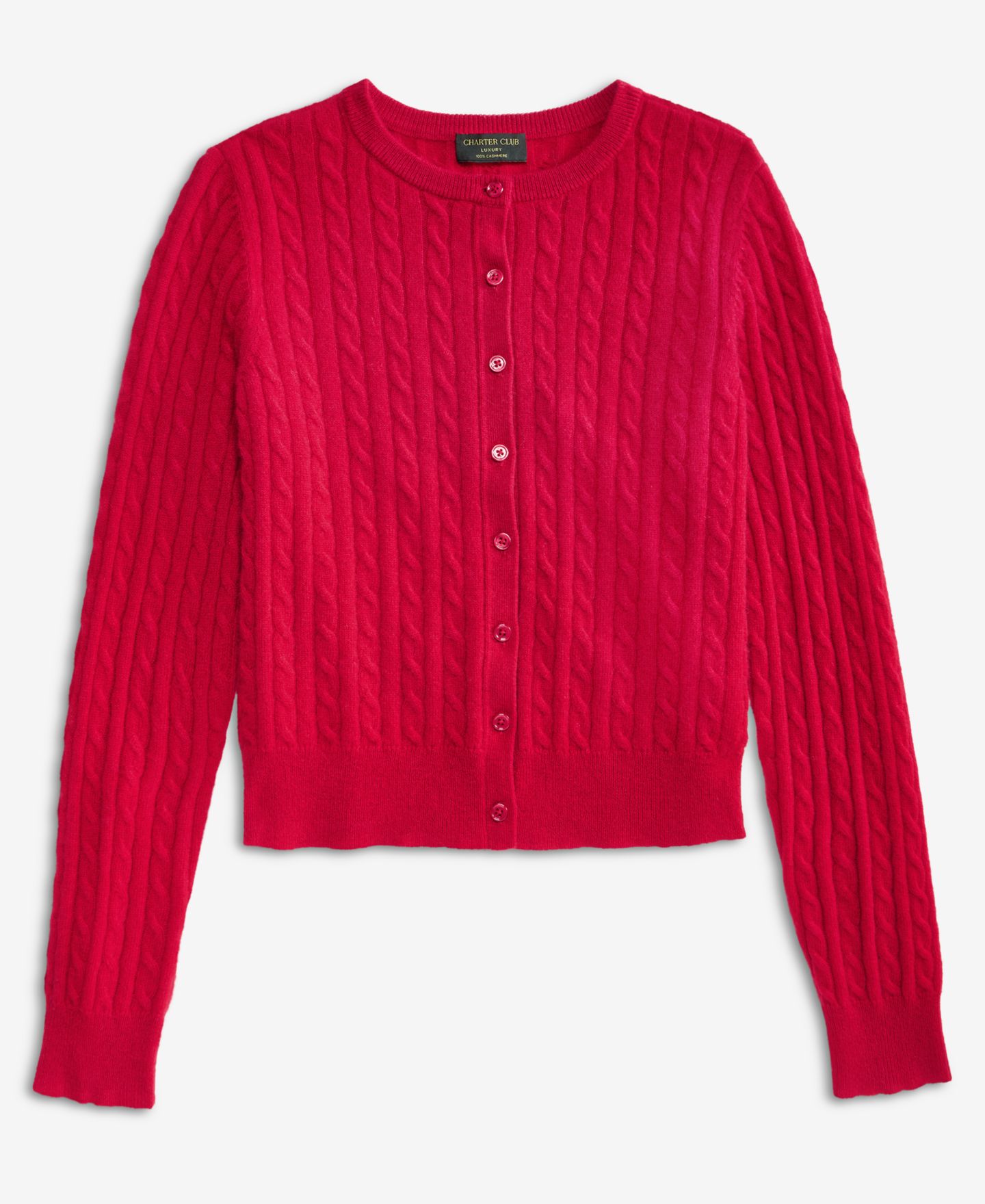 Женский кардиган Charter Club 100% Cashmere Baby Cable-Knit Crewneck, цвет: Красный — фото 5