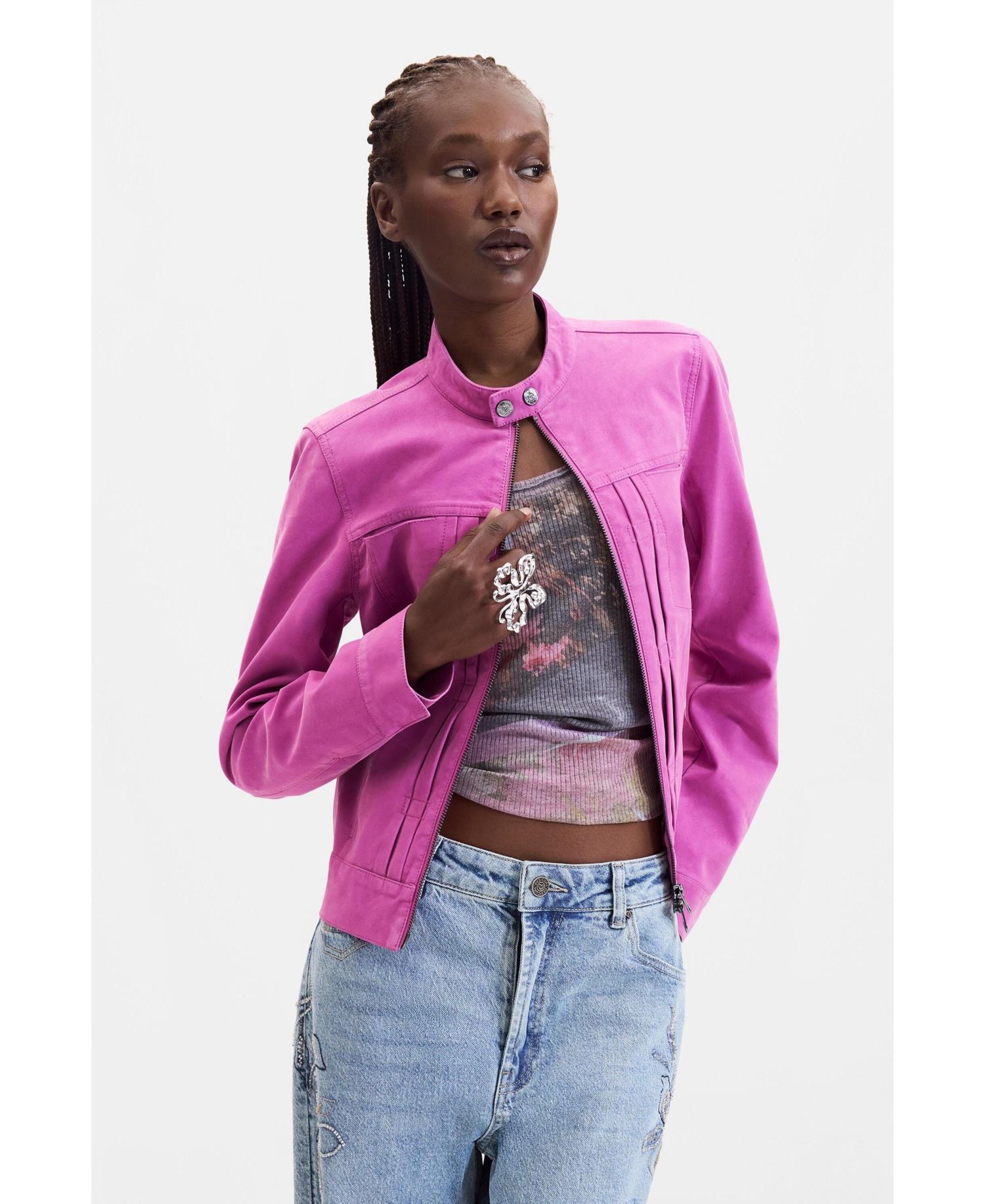 Women's Short Faux Leather Jacket