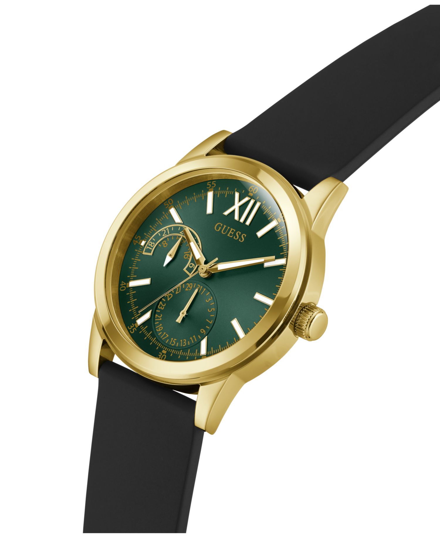Men's Gold-Tone Silicone Strap Watch 42mm