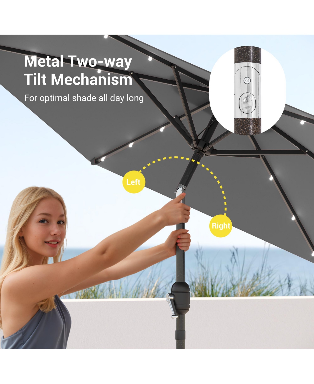Sonkuki Enhance Your Outdoor Oasis With 7.5Feet Led Round Patio Umbrella - Stylish, Durable, And Sun-Protective