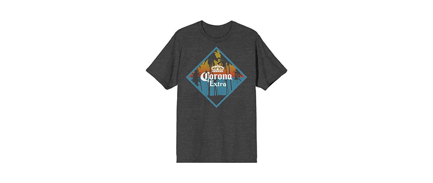 Мужская футболка Corona Extra Logo Charcoal Heather T-Shirt-Small, цвет: Угольный меланжевый — фото 6