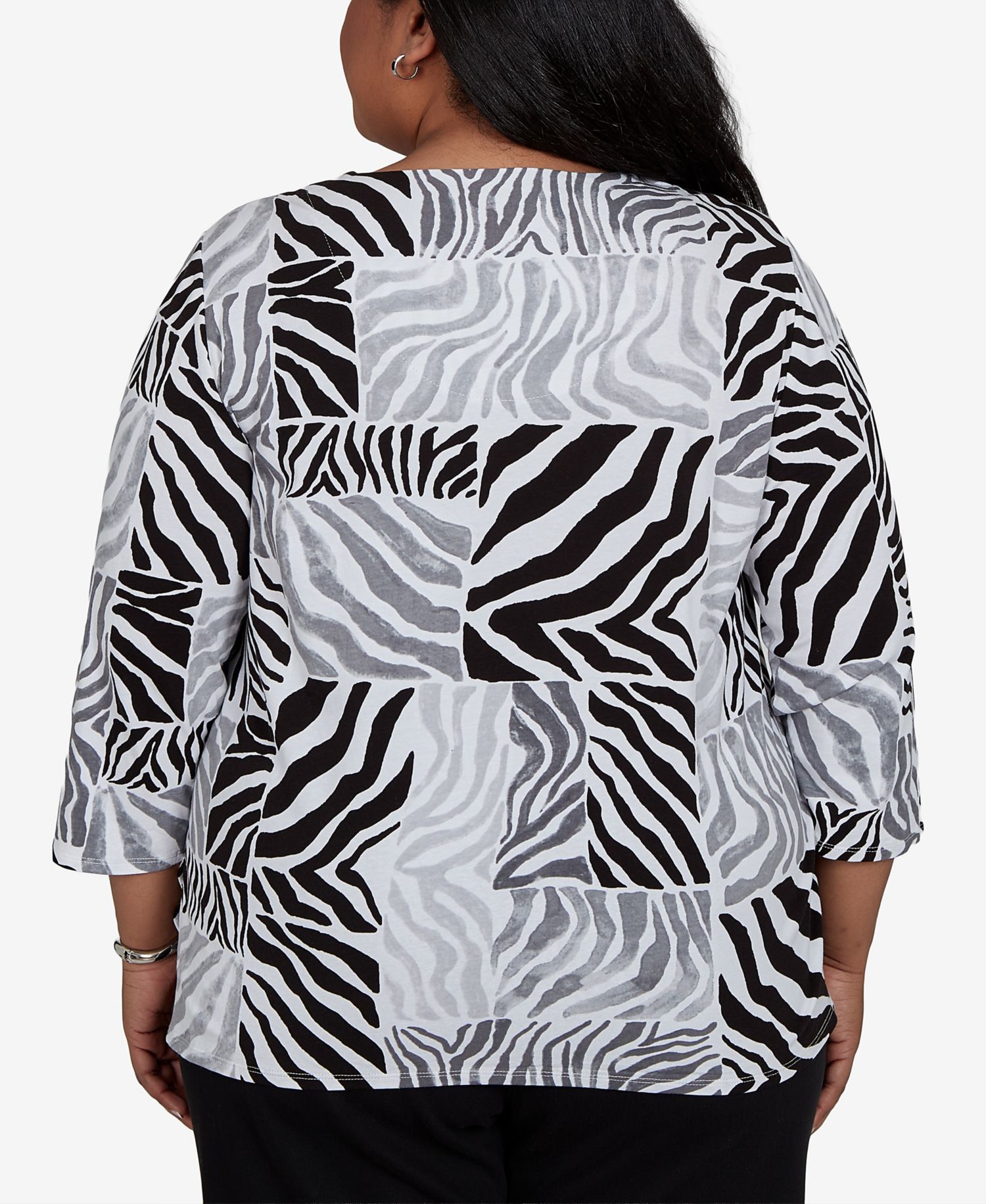 Plus Size Zebra Blocks Knit Top