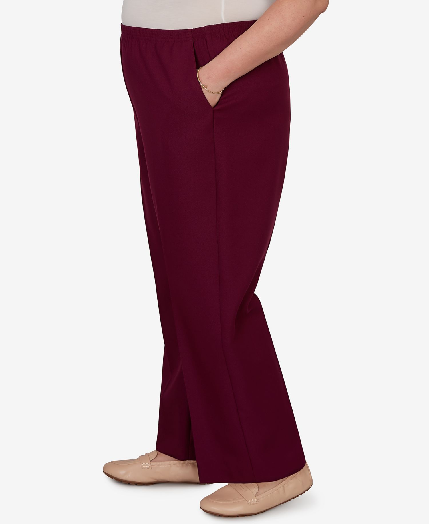 Plus Size Colored Pull-On Pants