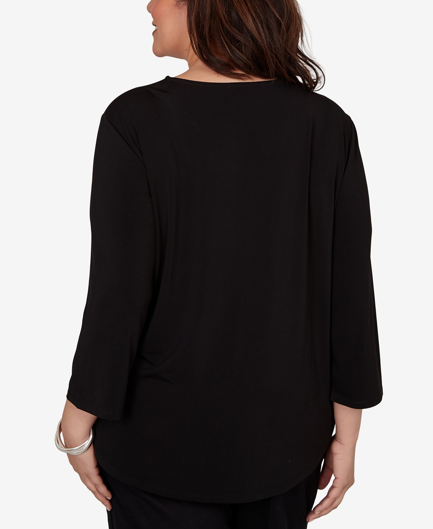 Plus Size Vertical Spliced Animal Puff Printed Top