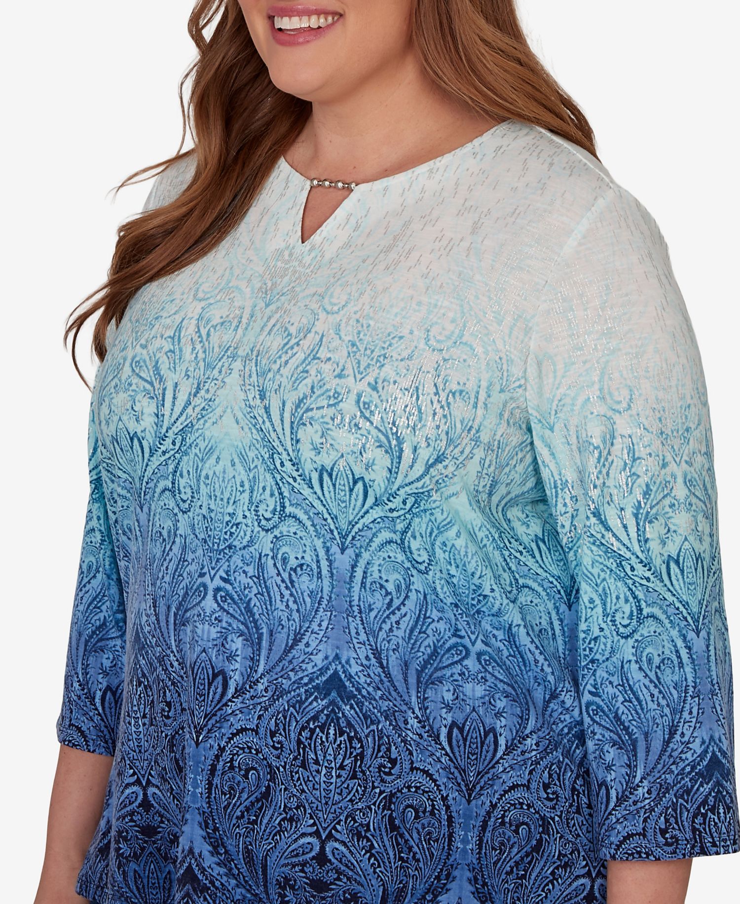 Plus Size Ombre Medallion Knit Top