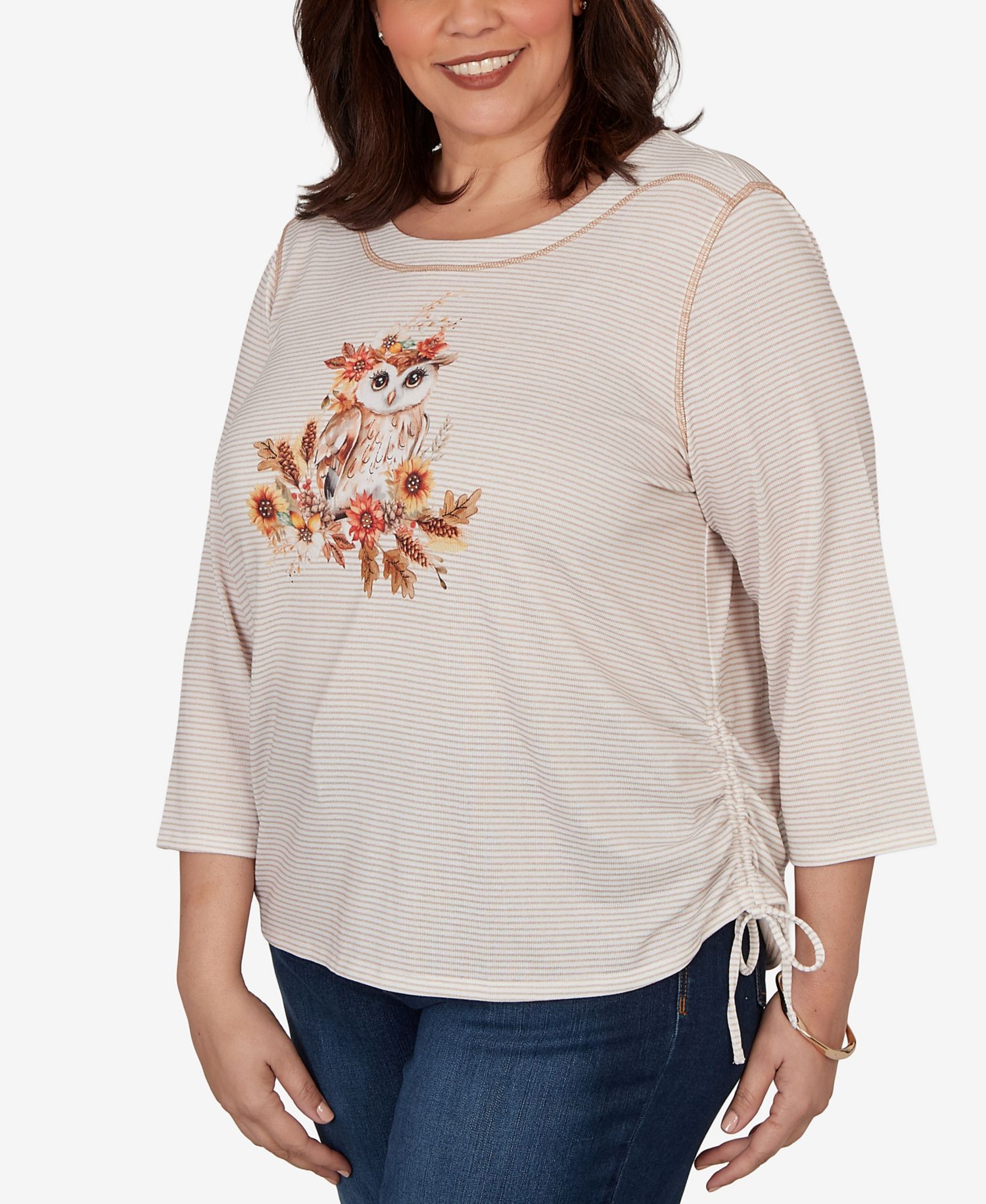 Plus Size Autumn Owl Knit Top