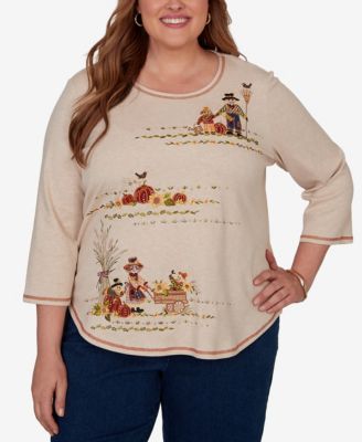 Plus Size Scarecrow Family Embroidered Top