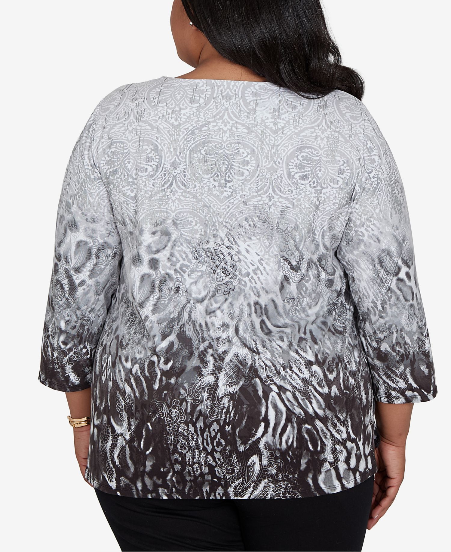 Plus Size Mono Ombre Animal Print Top
