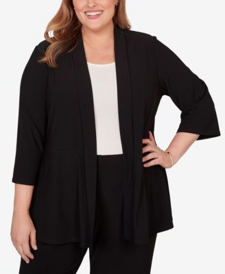 Plus Size Light Open Crepe Cardigan Top