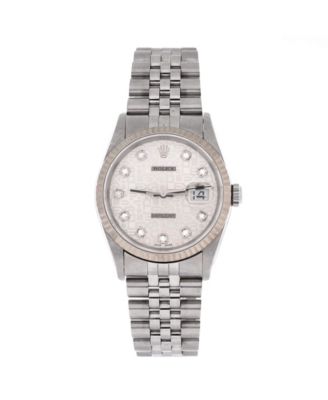 Pre-Owned Rolex Oyster Perpetual Datejust Automatic Watch in Stainless Steel and White Gold with Diamond Markers 36mm - Dial color: silver
