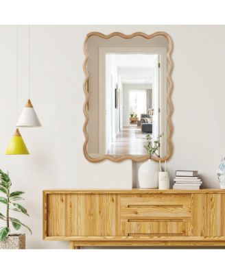 24" x 36" Wavy Rectangle Wall Mirror, Modern Decorative Accent Mirror for Living Room, Bathroom and Entryway