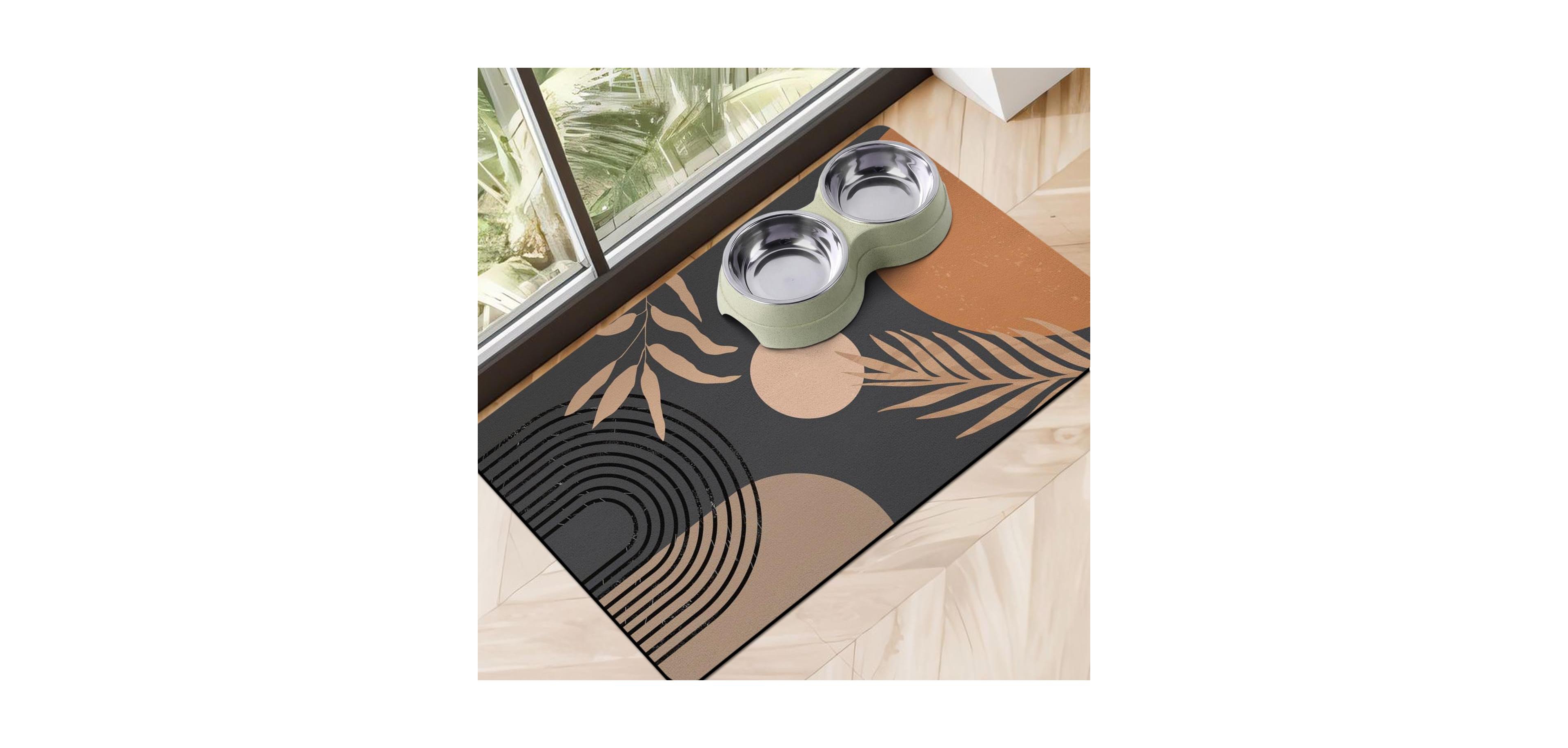 Aronkl Super Absorbent Non-Slip Pet Feeding Mat Quick Dry Floor Protector
