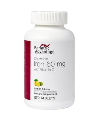 Chewable Iron 60 Milligram for Bariatric Surgery Patients Iron with Vitamin C No Iron Taste Carbonyl Iron Supplement 270 Count