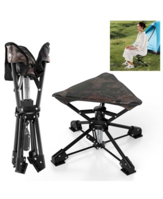 360 degree Swivel Camping Stool Foldable Outdoor Chair with Oxford Seat and Metal Frame