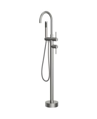 2-Handle Freestanding Floor Mount Tub Filler Faucet with Diverter