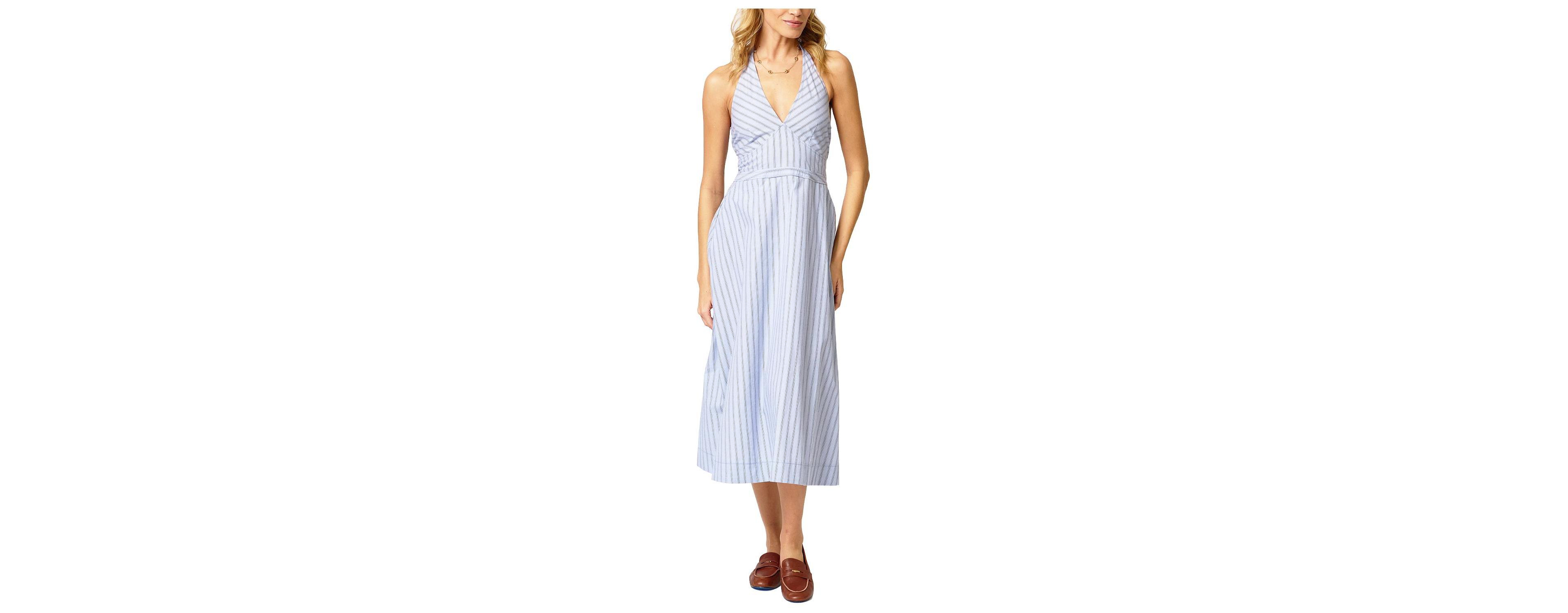 Central Park West Women's Ora Poplin Stripe Halter Dress