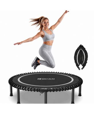 450/550LBS Foldable Mini Trampoline for Adults, 40/48 inches  Fitness Rebounder with Bungees, Quiet Stable Exercise Trampoline