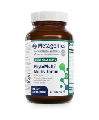 PhytoMulti with Iron Daily Multivitamin for Men and Women with Phytonutrients Methylfolate, Vitamins A-K, Zinc and B6 60 Tablets