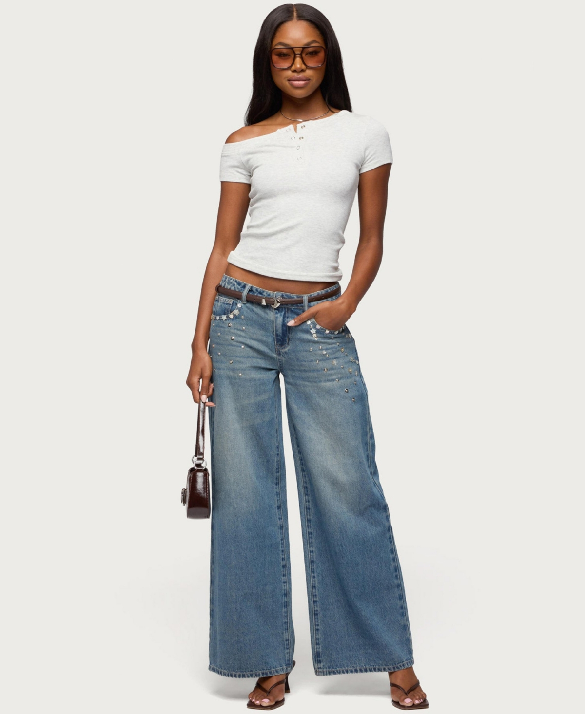 Edikted Women's Jubilee Off Shoulder Henley Top