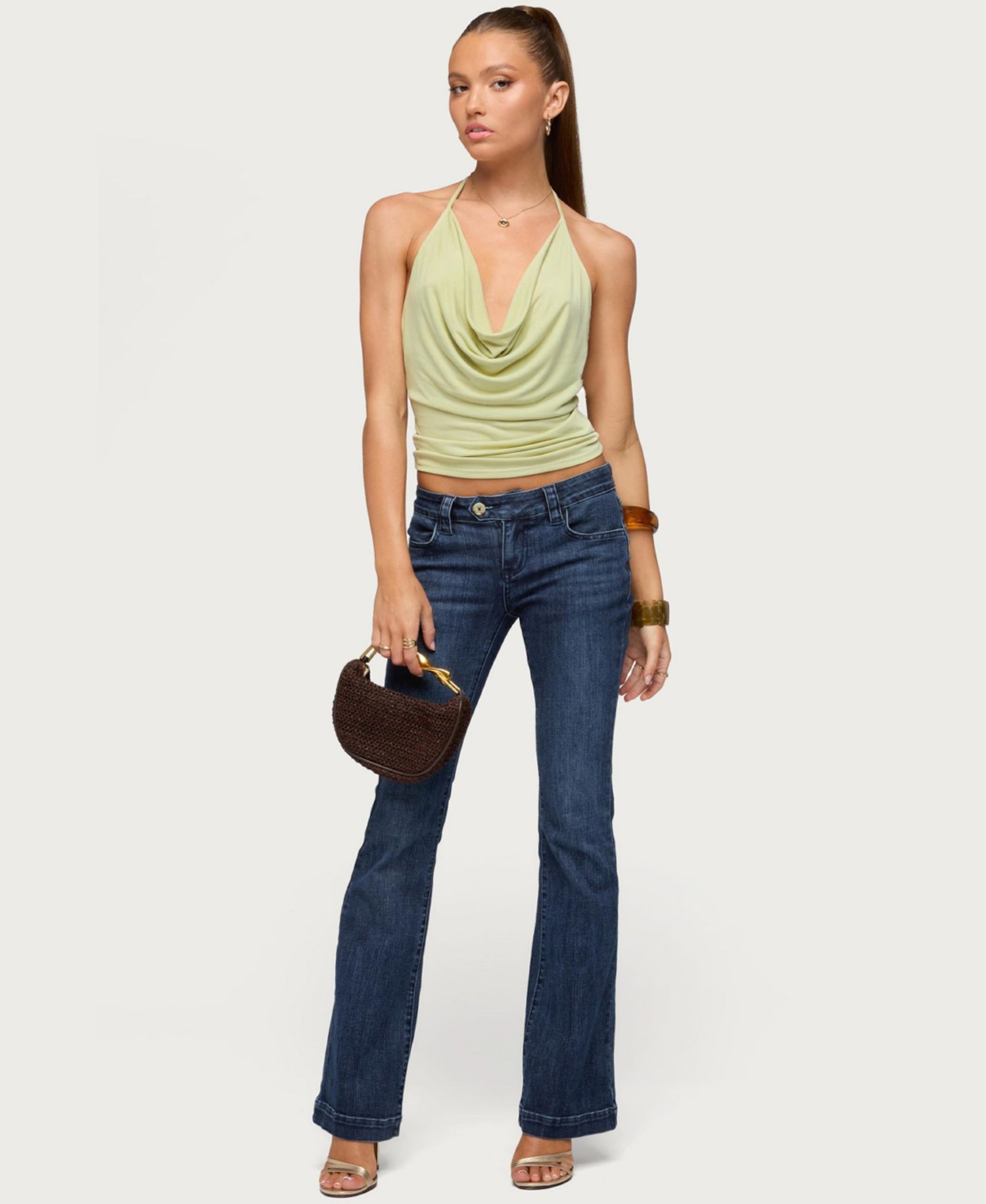 Women's Solena Backless Chain Cowl Neck Top