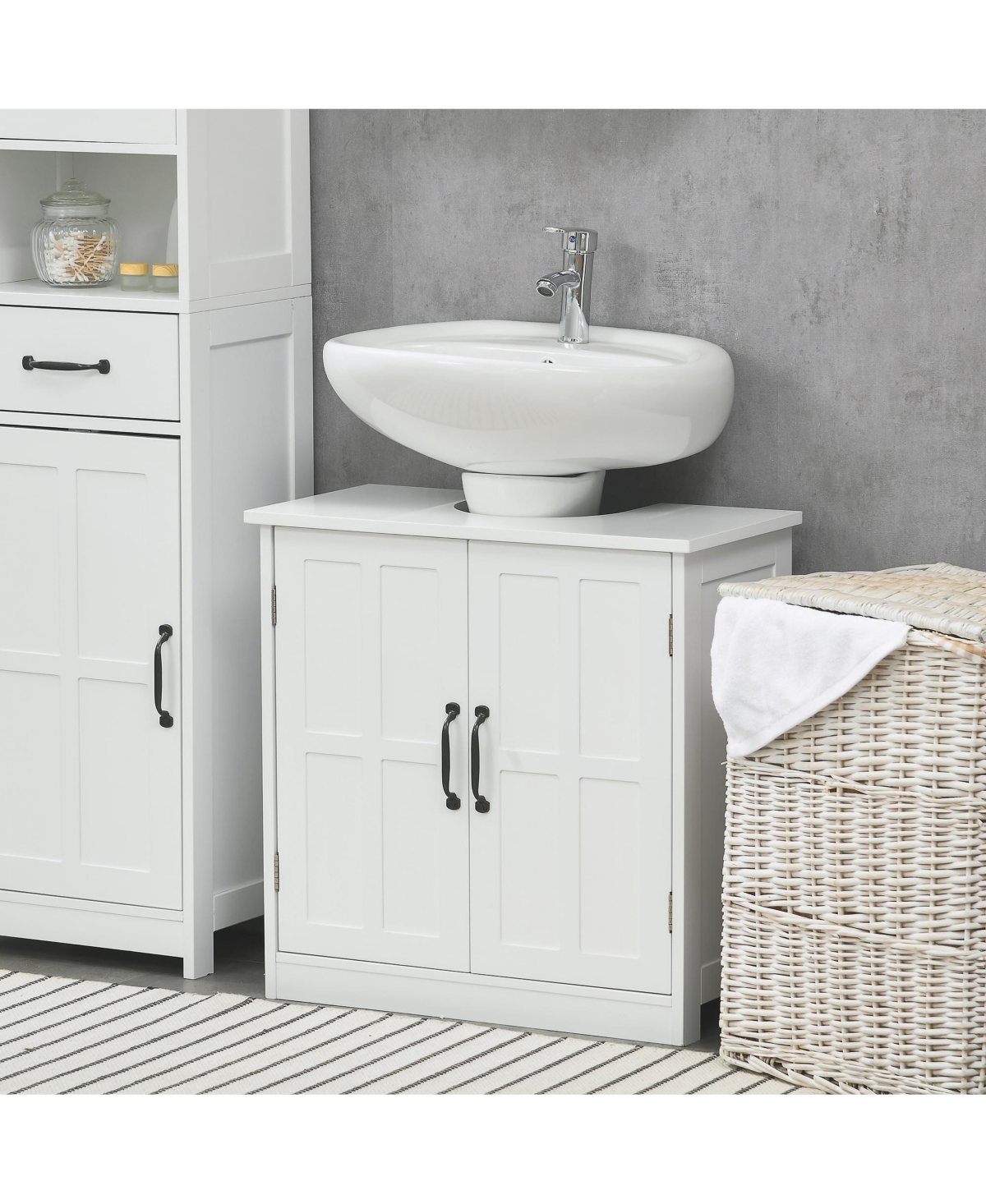 Busdays Bathroom Sink Cabinet Pedestal Sink Cabinet with Adjustable Shelf