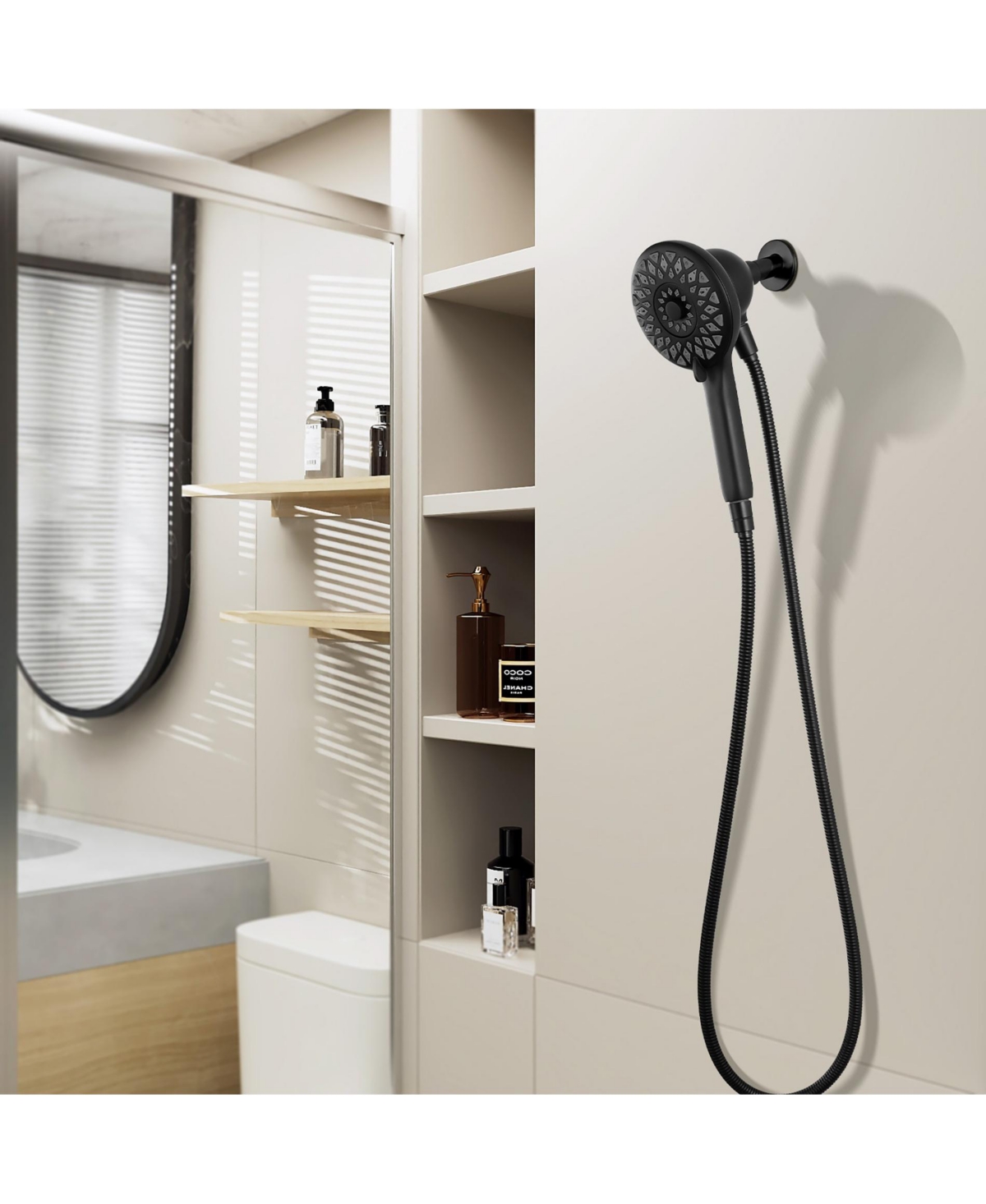 Phying Magnetic Handheld Shower Head 6 Spray Mode High Pressure Shower Head With 60 Inch Stainless Steel Hose For Bathroom Daily Use
