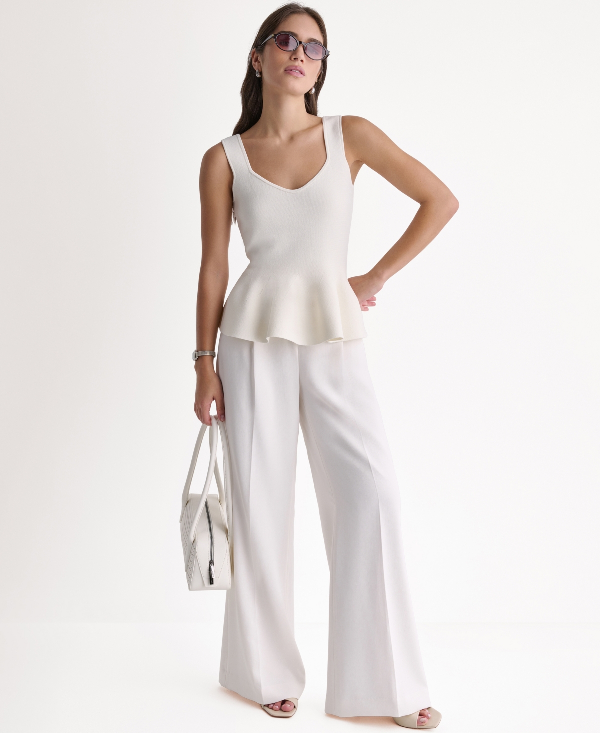 Bcbg Women's Sleeveless V-Neck Peplum Top