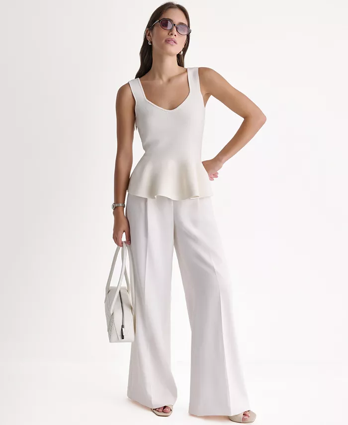 Women's Sleeveless V-Neck Peplum Top - thumbnail 2