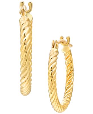 Corrugated Hoop Earrings in 10k Yellow Gold