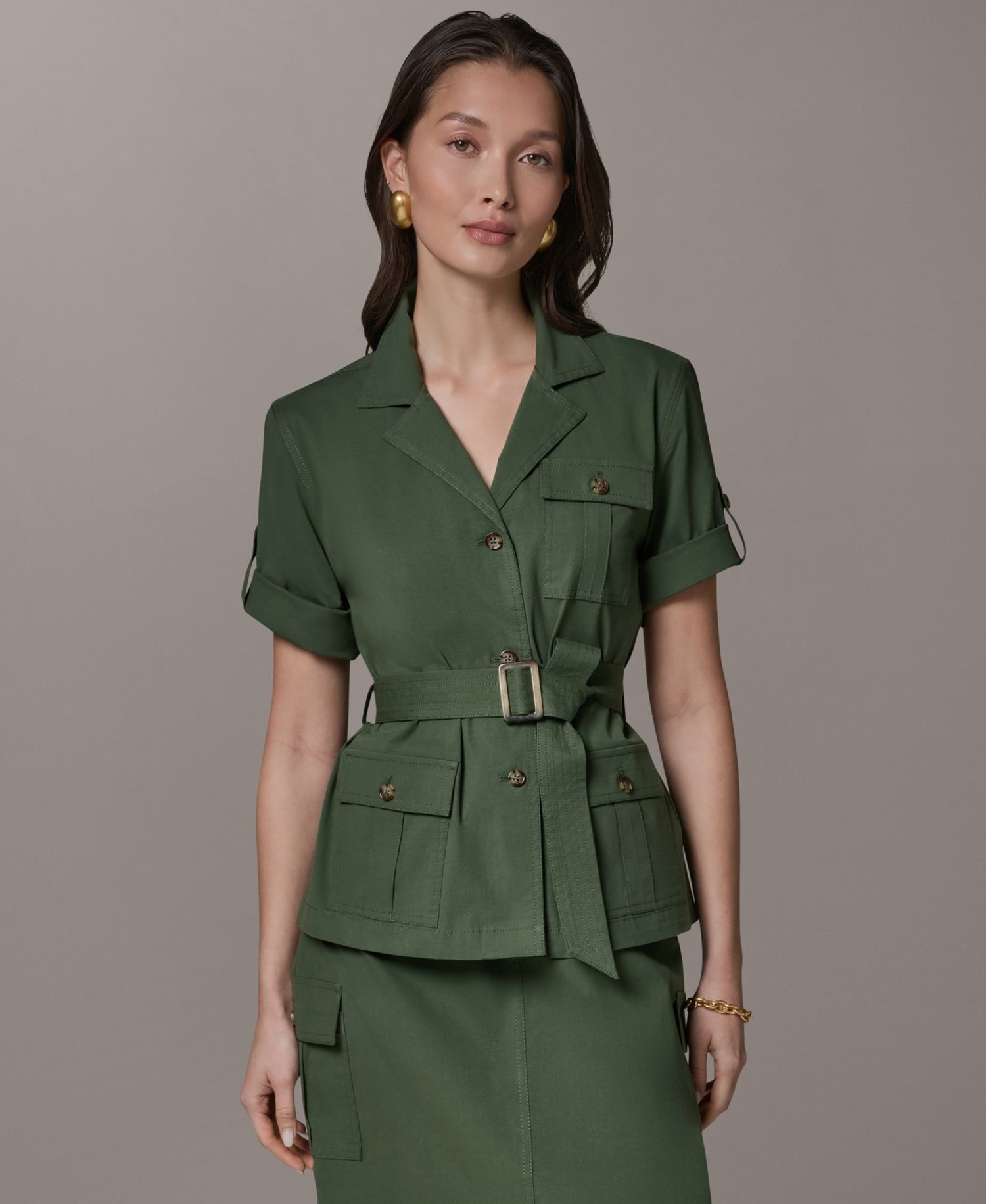 Women's Short-Sleeve Belted Safari Jacket
