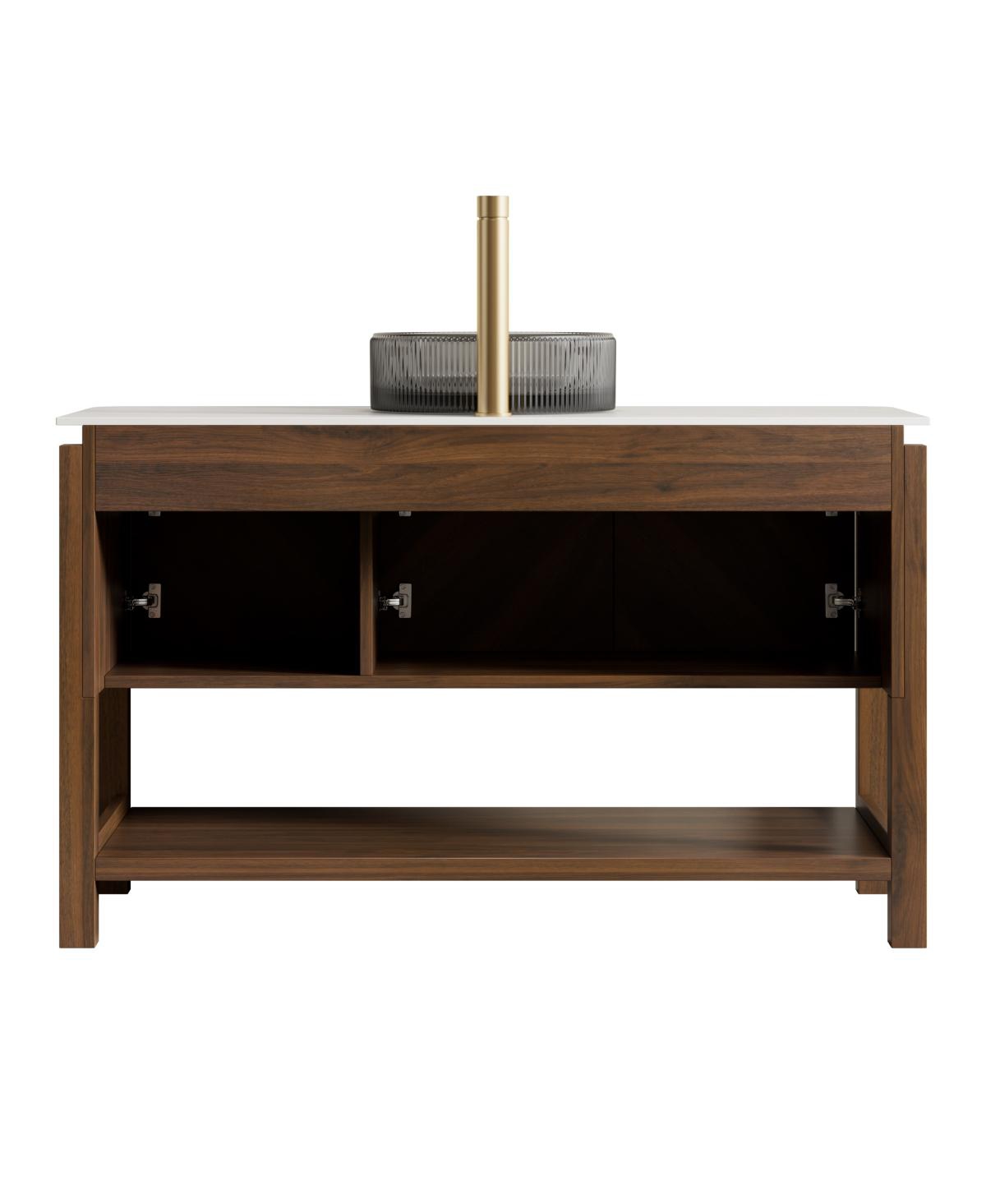 Sillysis Modern Bathroom Vanity with Vessel Sink, Sintered Stone Countertop, Soft Close Solid Wood 3D Doors