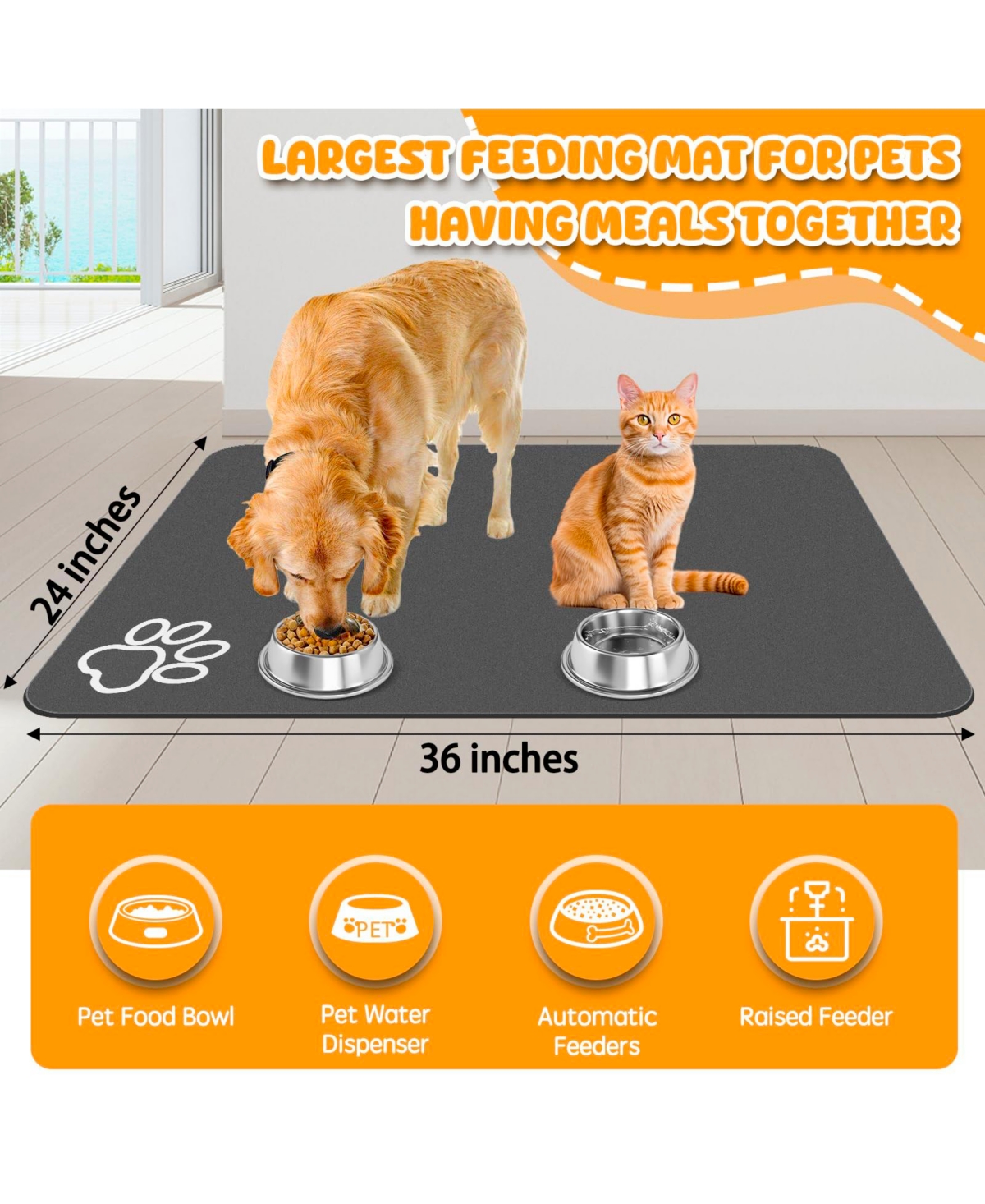 Aronkl Extra Large Absorbent Pet Feeding Mat Non Slip Quick Dry Easy Clean