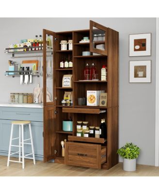 Farmhouse Kitchen Hutch Buffet Cabinet with Microwave Stand