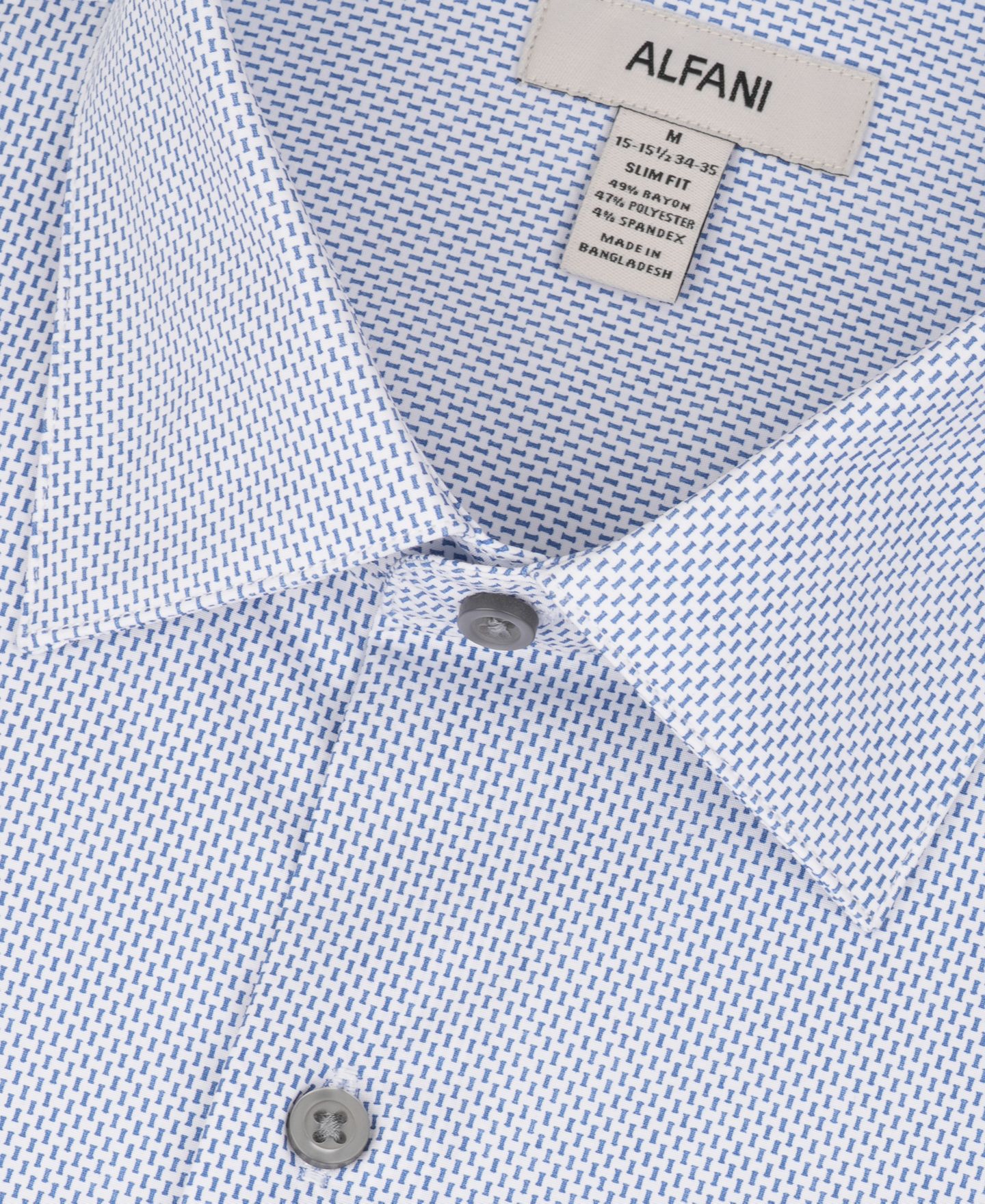 Мужская рубашка Alfani Slim-Fit Spread Collar Dress Shirt, цвет: Синий — фото 8