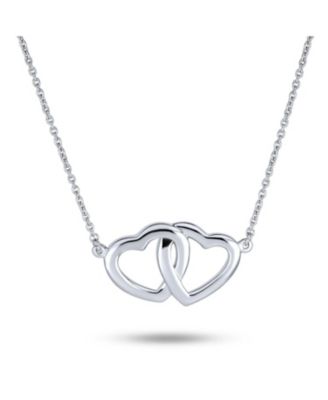Interlocking Open Hearts Necklace BFF Couples Pendant .925 Sterling Silver