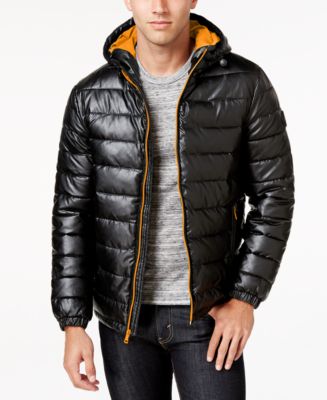 Cole Haan Men's Faux-Leather Puffer Coat & Reviews - Coats & Jackets ...