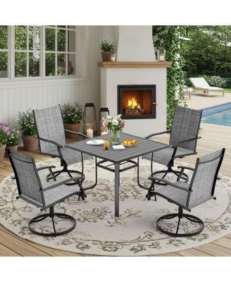 5 Piece Patio Dining Set, Outdoor Dining Table And Chairs Set For 4