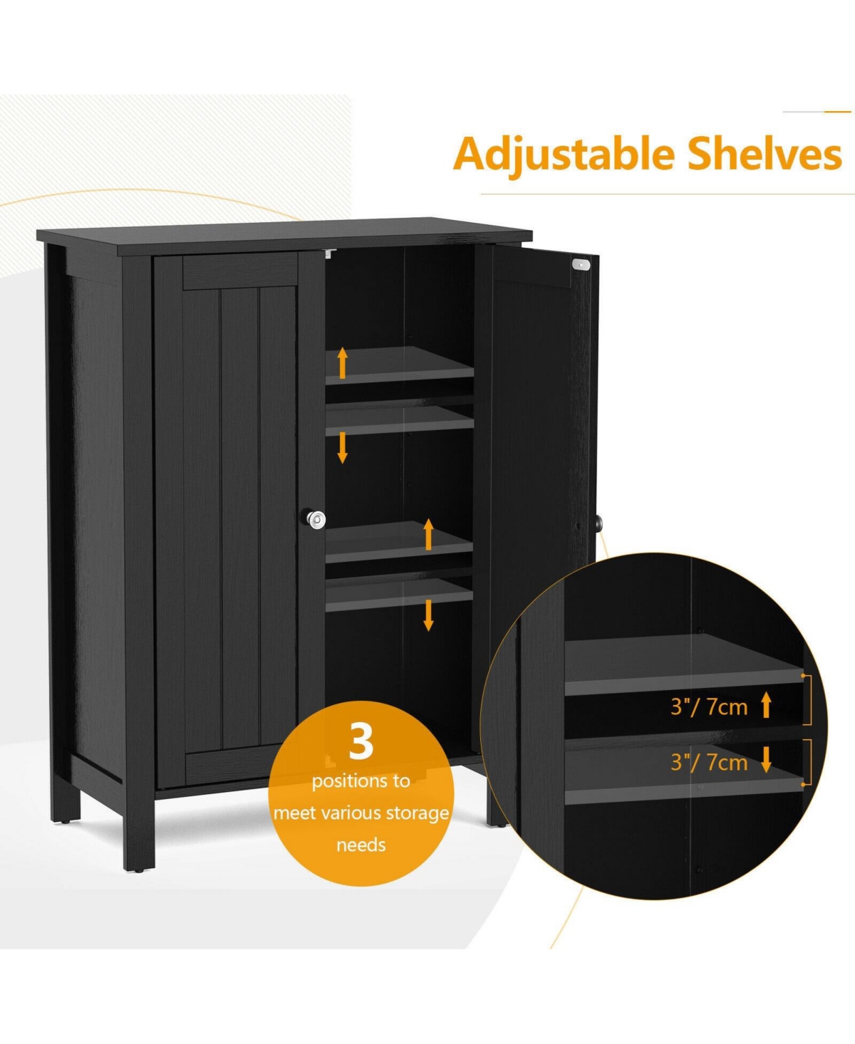 Volenca 2-Door Bathroom Storage Cabinet with Adjustable Shelf, 31-in H