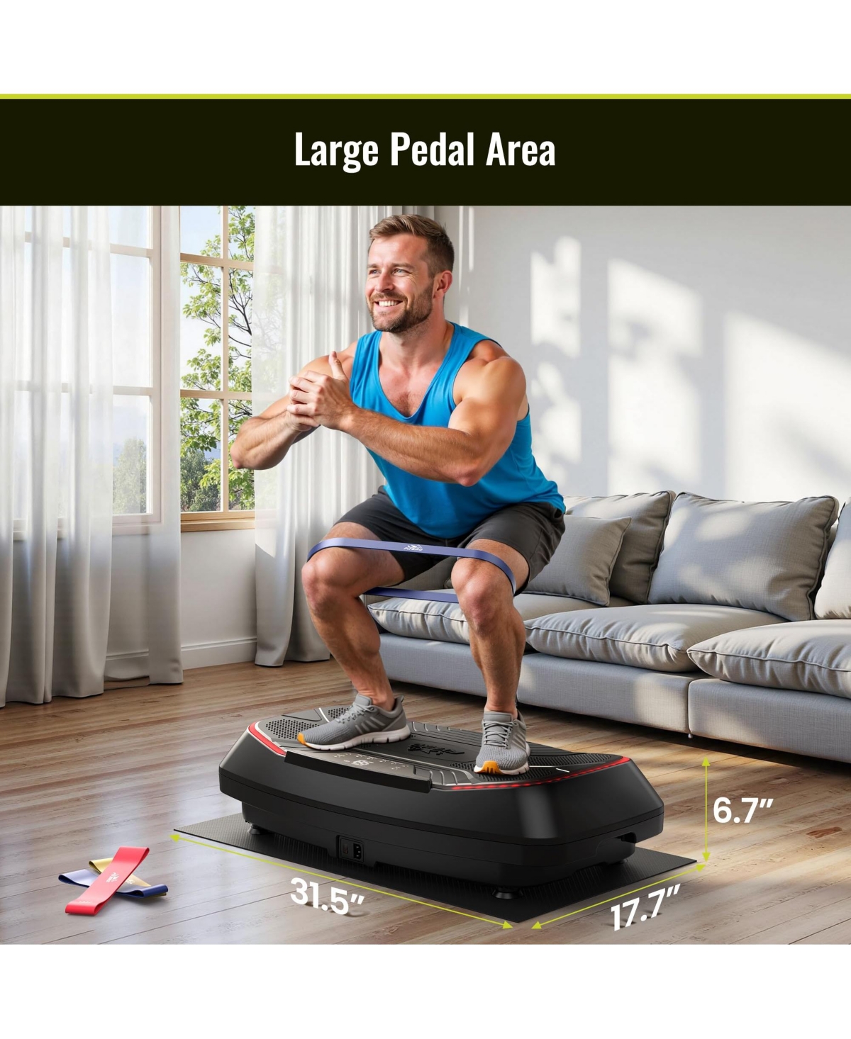 Fed Fitness Triple Drive 4D Vibration Plate, 500 Lbs Ultra Quiet Full Body Vibration Exercise Machine with Large Pedal, Bluetooth Speaker