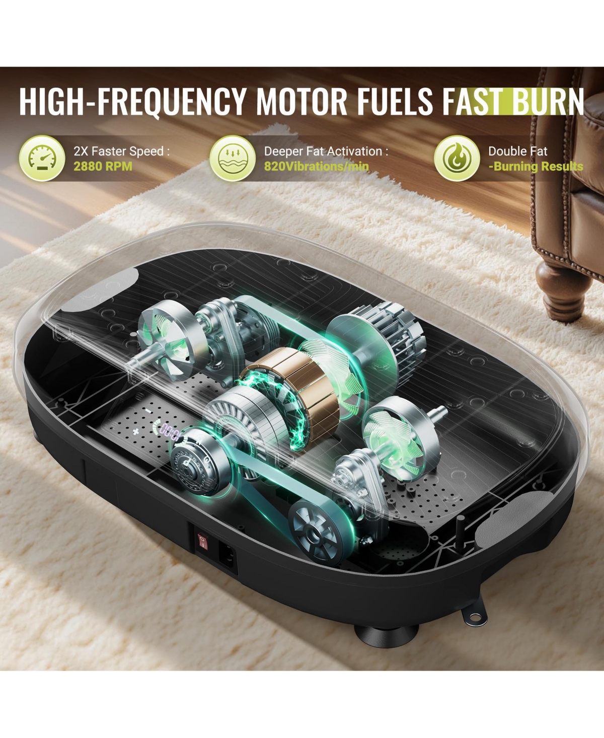 Fed Fitness Vibration Plate Exercise Machine, 330 Lbs Adjustable Speed High Intensity Vibration for Muscle Toning Weight Loss Lymphatic Drainage