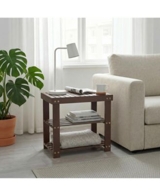 3-Tier Bamboo Shoe Rack Bench, 20" Entryway Organizer with Finish, Holds Up to 286 Lb, for Hallway, Bedroom and Closet