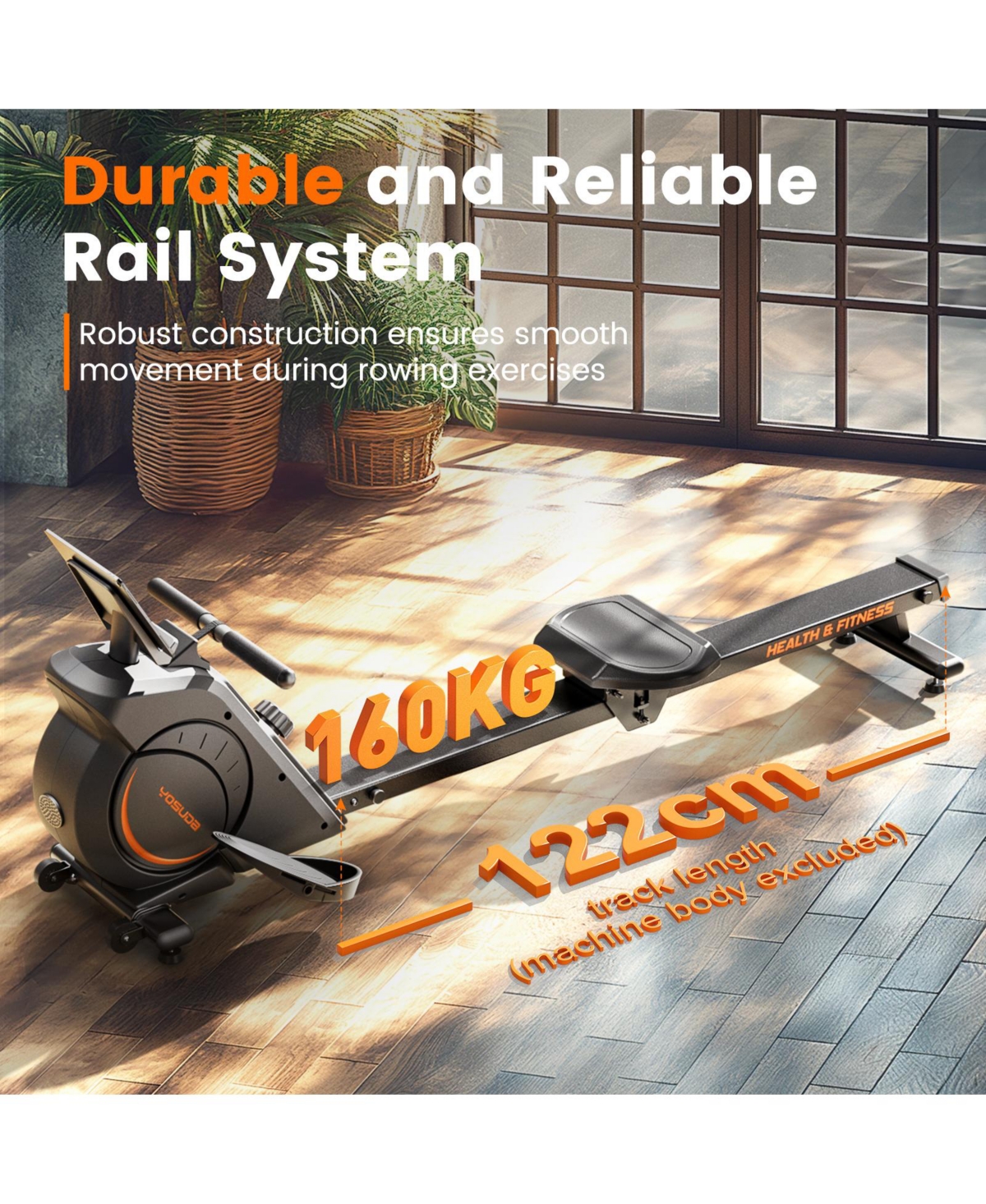 Fed Fitness Yosuda Magnetic Rowing Machine 16 Level Adjustable Resistance Bluetooth App Support Lcd Monitor with Comfortable Seat Cushion for Home Gym