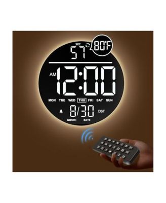 10 Inch Large Digital Wall Clock (White) with RGB Colors Seconds Countdown Timer Alarm Auto DST Temperature Night Light Wall or Desktop