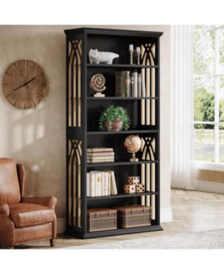 6-Tier Bookshelf, 75-Inch-Tall Bookcase, Large Bookshelves and Bookcases Freestanding Display Shelves, Wood Bookshelf