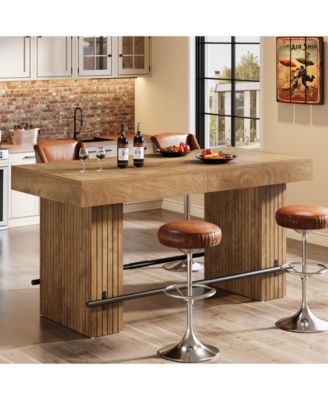 62.2 Inch Bar Table, Industrial Counter Height Pub Dining Table, Large Home Bar Unit