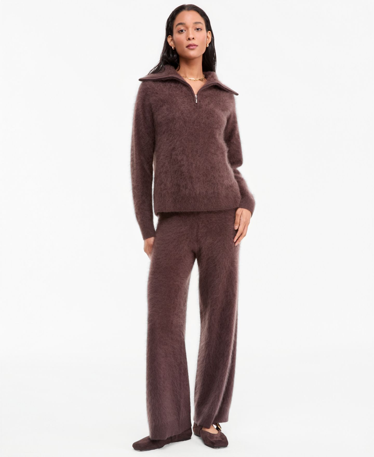Женский свитер Charter Club Brushed Ribbed-Collar Half-Zip 100% Cashmere, цвет: Кофейный — фото 8