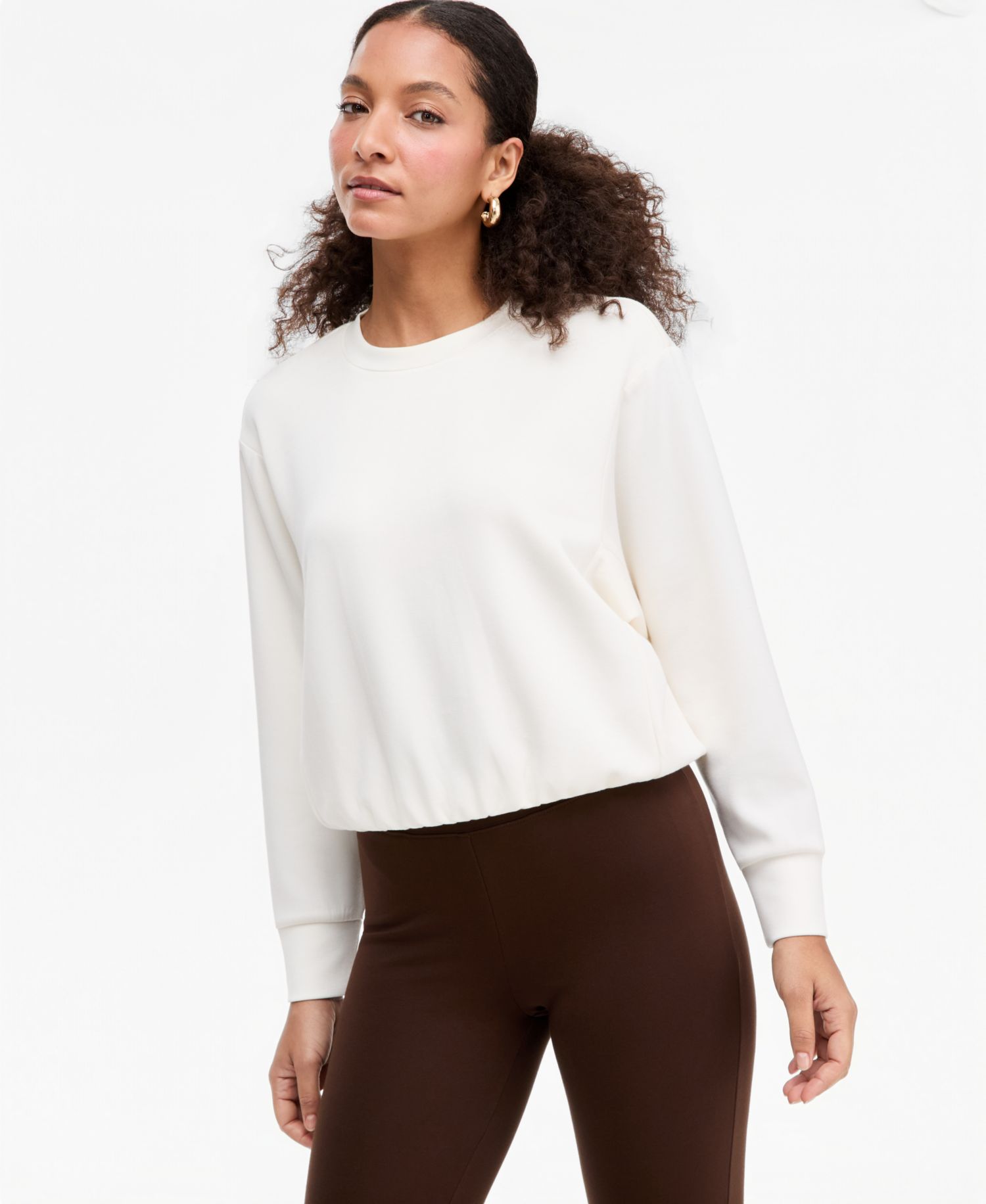 Women's Off Duty Long-Sleeve Bubble-Hem Sweatshirt