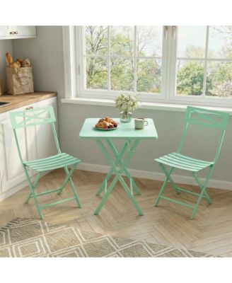 Folding Bistro Set Outdoor Patio Furniture, 3-Piece Foldable Table and Chairs with Heavy-Duty Steel Frame